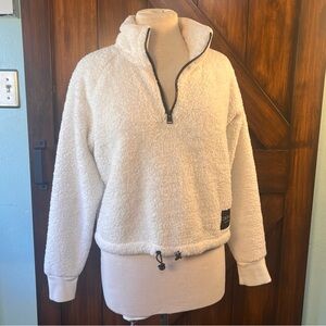 Calvin Klein Performance Fleece White Cream Quarter Zip Sweater Women's Small‎